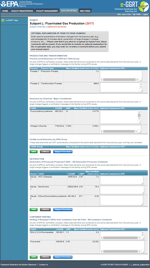 Image of Subpart L: Fluorinated Gas Production webpage.
